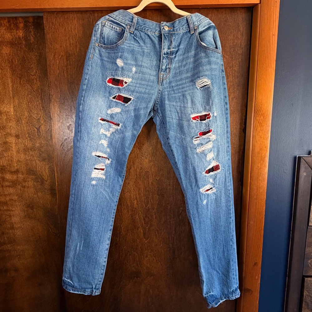 Distressed Blue Jeans